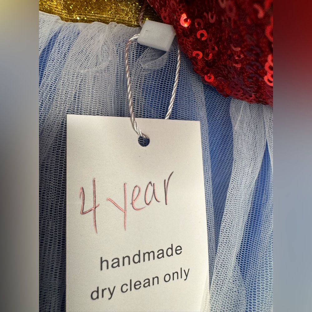Handmade Red and Blue Starry Kids dress - Picture 3 of 3